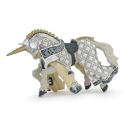 Image de Figurine Papo cheval du Maître des armes licorne argentée