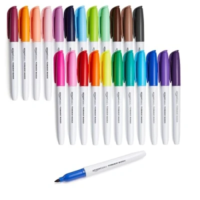 Afbeelding van Amazon Basics permanent marker, verschillende kleuren, 24 Stuk