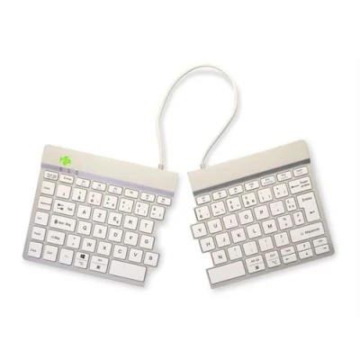 Image de R Go Clavier Ergonomique Split break avec indicateur de rupture intégré sans fil Bluetooth 5.0 AZERTY Français blanc