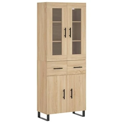Afbeelding van Hoge kast 69,5x34x180 cm bewerkt hout sonoma eikenkleurig