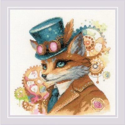 Afbeelding van Riolis borduurpakket steampunk vos 2209 telpatroon