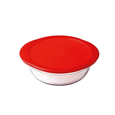 Afbeelding van Ronde Lunchtrommel met Deksel Ô Cuisine Cook &amp; Store 21 x 7 cm Rood 1,1 L Siliconen Glas (5 Stuks)