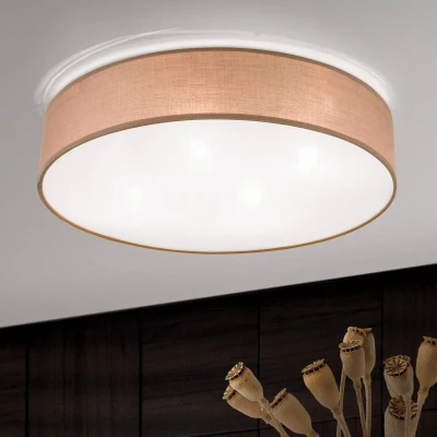 Afbeelding van Plafondlamp UFO met linnen kap, bruin