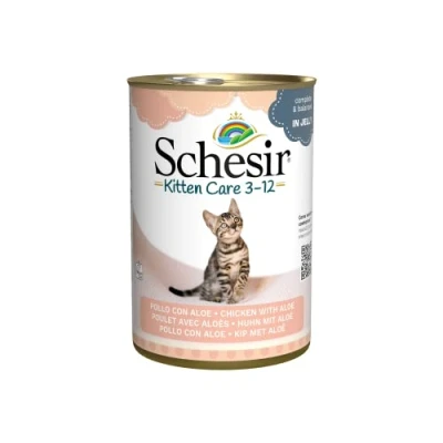 Afbeelding van 24x Schesir Kattenvoer Kitten 3 12 Tonijn Aloe in Gelei 140 gr