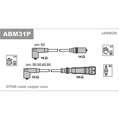 Afbeelding van JANMOR ABM31P Bougiekabelset VOLKSWAGEN: GOLF 3
