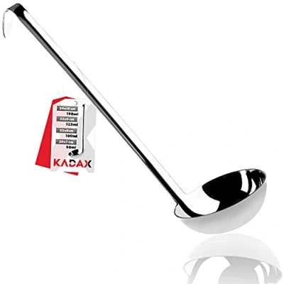 Afbeelding van Soeplepel van hoogwaardig roestvrij staal, pollepel met houder, sauslepel lange en ergonomische steel, pollepel, gietlepel, keukenhulp, zilver (9 cm/125 ml)