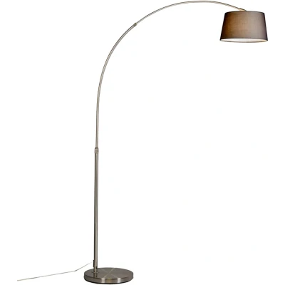 Afbeelding van QAZQA Moderne booglamp staal met zwarte stoffen kap Arc Basic