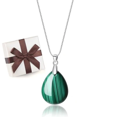 Afbeelding van COAI Hanger drop ketting slangenketting steen dames, Steen, Malachiet