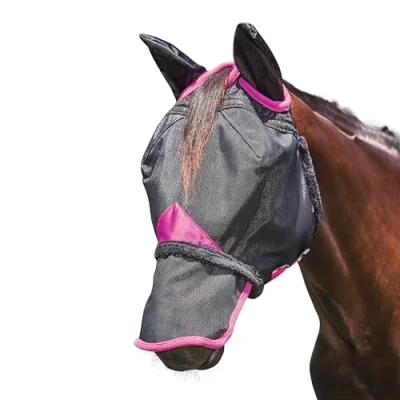 Image de Weatherbeeta Masque Anti Mouches Comfitec Deluxe Durable Mesh avec Oreilles et Nez Noir/Violet Cob