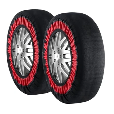 Afbeelding van VEVOR 2 paar dikke sneeuwsokken van polyestervezel met elastische riemen, sneeuwtrekbandhoes voor auto, SUV, pick up en vrachtwagen, maat XL