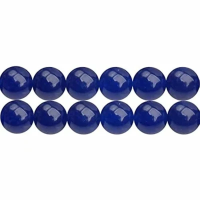 Afbeelding van SKYBEADS Chalcedoon parels, blauw, gekleurd, rond, 6 mm, halfedelsteen, voor sieraden, lengte 38 cm, ca. 60 stuks
