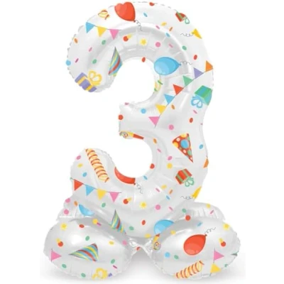 Afbeelding van Staande Folieballon Joyful Party Cijfer 3 72cm