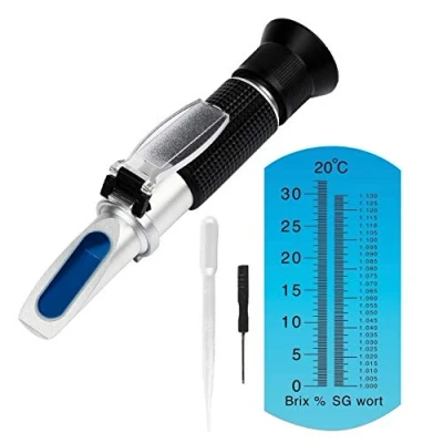 Afbeelding van Bierdichtheidsmeter Dubbele Schaal Bierrefractometer Bierwort Suikergehalte Meetapparaat 0 32 Brix 1.130 SG, Draagbare Beer Refractometer voor Thuis Bier brouwen