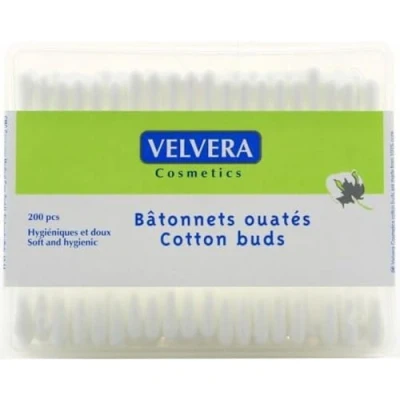 Afbeelding van Velvera Cosmetics Papieren Wattenstaafjes Oorstaafjes 200 st