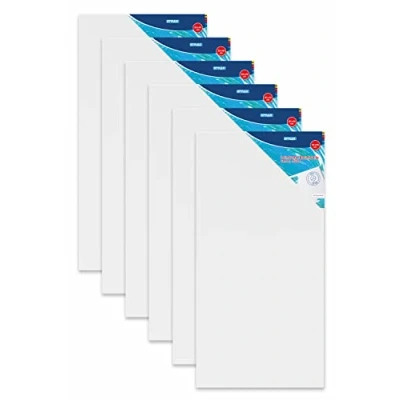 Afbeelding van Stylex 28583 P6 Set van 6 100% katoenen canvas spieraam met primers, geniet aan de achterkant voor olieverf, acryl, gouache, schilderij 30 x 60 cm