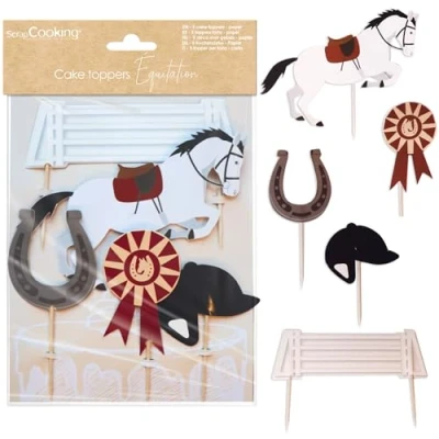 Afbeelding van ScrapCooking Cake Toppers Paardrijden van papier Paard, Hoefijzer, Obstakel Verjaardag Deco 4947