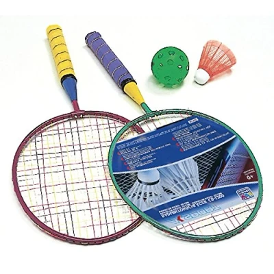 Afbeelding van Happy People Badmintonset 45 Cm Shuttle/bal Grijs/blauw 4 delig