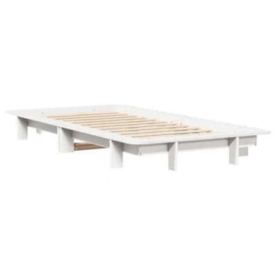Afbeelding van Bedframe zonder matras massief grenenhout wit 75x190 cm