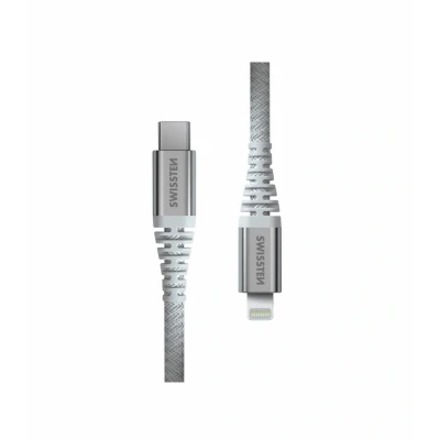 Afbeelding van Swissten Kevlar USB C naar Lightning kabel Geschikt voor iPhone 7/8/X/11/12/13/14 1.5M Wit