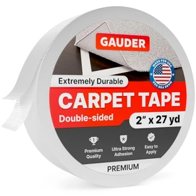 Afbeelding van GAUDER Tapijttape (25 m), plakband voor vloeren, traptreden en meer, dubbelzijdige tape renovatiewerkzaamheden