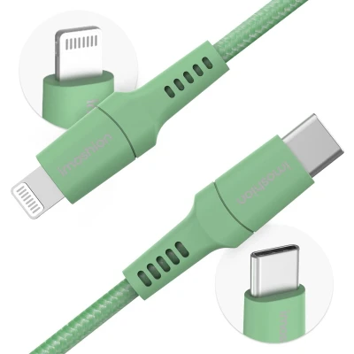 Afbeelding van iMoshion Kabel geschikt voor Lightning naar USB C 1 meter Oplaadkabel iPhone 11/12/13/14 Stevig gevlochten materiaal Groen