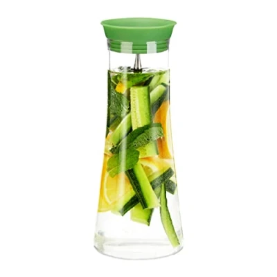 Afbeelding van Relaxdays glazen karaf waterkaraf waterkan sapkan 1 L