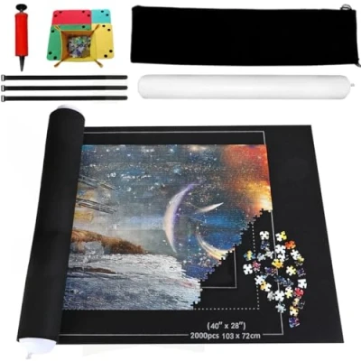 Afbeelding van BangShou Puzzelmat, 2000 stuks, hulp bij puzzelen, oprolbaar, opblaasbaar, vilten jigsaw, bordmat, puzzel opslagmat, opvouwbaar, sneller opblaaspomp