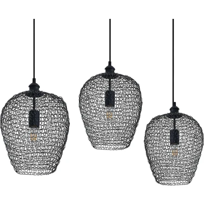Afbeelding van Lindby hanglamp 3lichts ijzer H: 38 cm E27 zwart