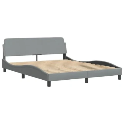 Afbeelding van Bedframe met hoofdbord stof lichtgrijs 160x200 cm