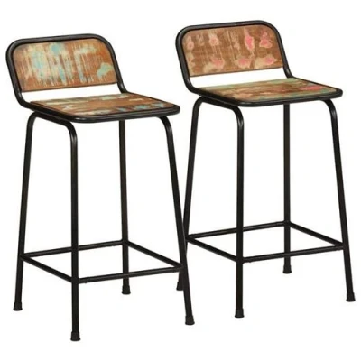Afbeelding van vidaXL Barkrukken 2 st 46x35,5x80 cm massief gerecycled hout