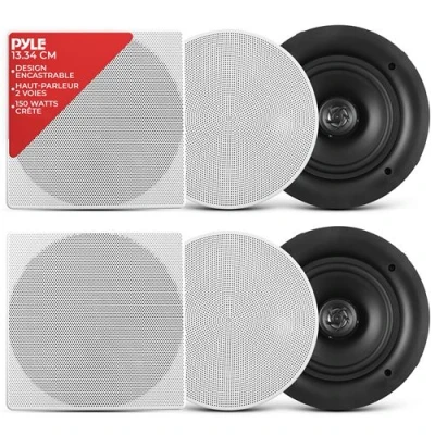 Afbeelding van 5,25 inch dubbele wand/plafond luidspreker (paar) 2 weg woofer luidsprekersysteem 1/2&quot; polymeer tweeter inbouw 80 Hz frequentie 20 kHz 150 watt piek 8 ohm