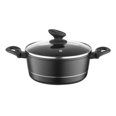 Afbeelding van FLORINA Aluminium kookpan (3 l), diameter 22 cm, pan met deksel van DELUX glas, steelpan inductiebodem, voor inductie, alle warmtebronnen, antiaanbaklaag