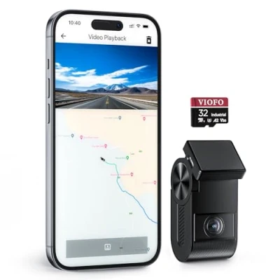 Afbeelding van VIOFO VS1 Starvis 2 Mini camera aan de voorkant met 2K sensor, geïntegreerde 32 GB kaart, 5 GHz wifi, spraakbediening, 2560 x 1440p, dashcam voor auto, GPS, HDR autocamera,