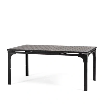 Afbeelding van RATTATAN Thomas XL Rechthoekige tuintafel uittrekbaar 180/240 met stalen frame en hoogwaardig polyethyleen tafelblad in geraffineerd houtdesign (antraciet)