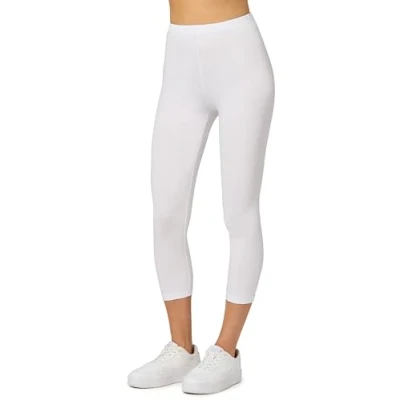 Afbeelding van Merry Style MS MS10 199 LE Dames Capri Leggings Sport Vrijetijdsbroek 3/4 Lengte Katoen Sporbroek Yogabroek Wit XL