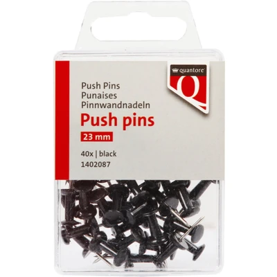 Afbeelding van Push pins Quantore zwart 40 stuks Blister a stuk 10