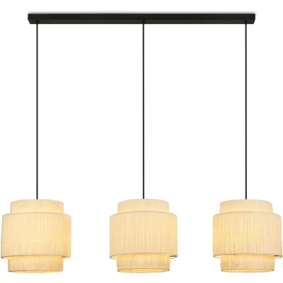 Afbeelding van Papper hanglamp, 3 lamps, natuurlijke kleur, raffia, E27