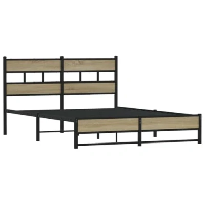 Image de vidaXL Cadre de lit en métal sans matelas chêne sonoma 140x200 cm