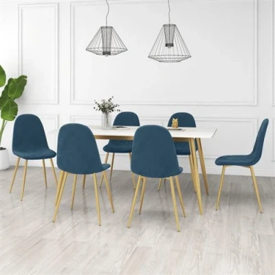 Afbeelding van vidaXL Eetkamerstoelen 6 st fluweel blauw