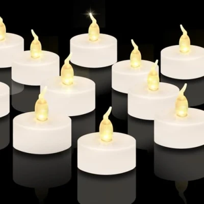 Afbeelding van CNMTCCO 24 stuks led theelichtjes, vlamloos, helder flikkerend, extra lange batterij van 200 uur voor Kerstmis, bruiloft, feest (warm wit)