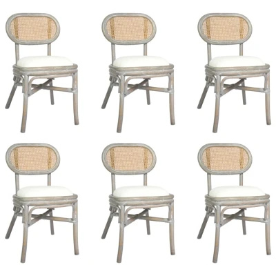 Afbeelding van Eetkamerstoelen 6 st linnen grijs