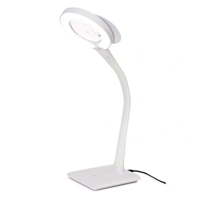 Afbeelding van PURElite Bureaulamp met led vergroting, wit, werkt op batterijen