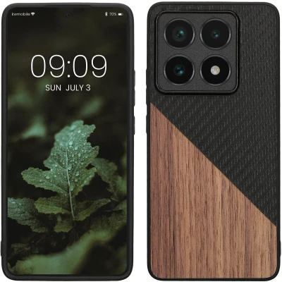 Afbeelding van kwmobile hoesje geschikt voor Xiaomi 14T Pro Backcover in donkerbruin / zwart Smartphonehoesje design