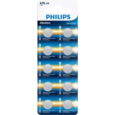 Afbeelding van Philips Alkaline LR44 batterij AG13 A76 knoopcel Batterijen 1.5V V13GA 10 stuks
