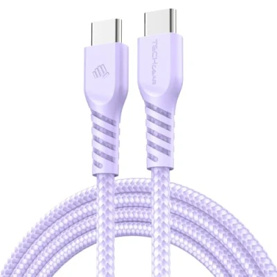 Afbeelding van TECHGEAR 1 m USB C naar kabel, 60 W, gevlochten kabel type C, snel opladen, compatibel met iPhone 15, iPad Pro, MacBook, Samsung Galaxy S24/S23/A14/A15/A25/A35/A34/A55/A54/A05s/A04s,