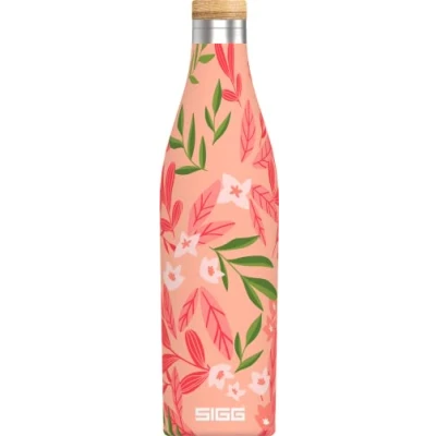 Afbeelding van SIGG Thermosfles Meridian Sumatra Flowers Waterdicht en extra dun BPA vrij Plasticvrij 18/8 roestvrij staal Dubbelwandig Bamboe dop Roze met bloemenmotieven 0,5 l