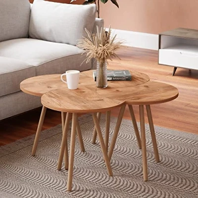 Afbeelding van Salontafel Højer set van 4 houtkleurig