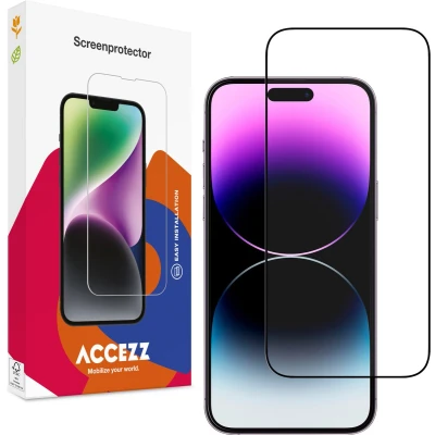 Afbeelding van Accezz Screenprotector Geschikt voor iPhone 15 Pro Max Gehard Glass Full Cover