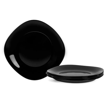 Afbeelding van LaGlint Platte borden, vierkant, groot, zwart, 25,4 cm, 6 serveerborden voor salade, biefstuk, hoofdgerecht, magnetron en vaatwasmachinebestendig