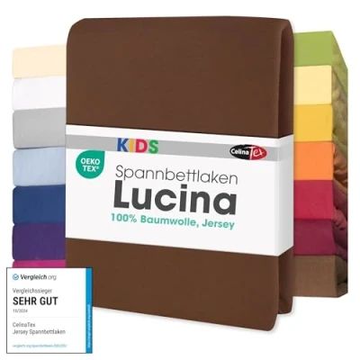 Afbeelding van CelinaTex Lucina for Kids Toddler hoeslaken, katoen, 60 x 120 70 140 cm, chocoladebruin